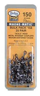 HO #158 Scale Whisker® Metal Couplers - Medium (9/32") Centerset Shank (25)