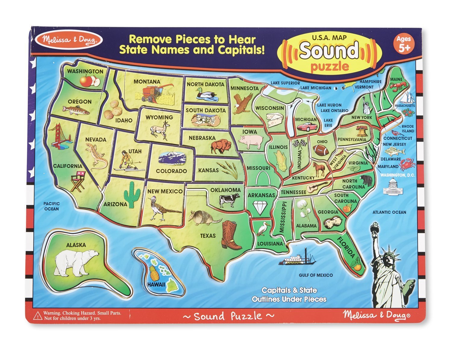 USA Map Sound Puzzle - Wooden Puzzle With Sound Effects