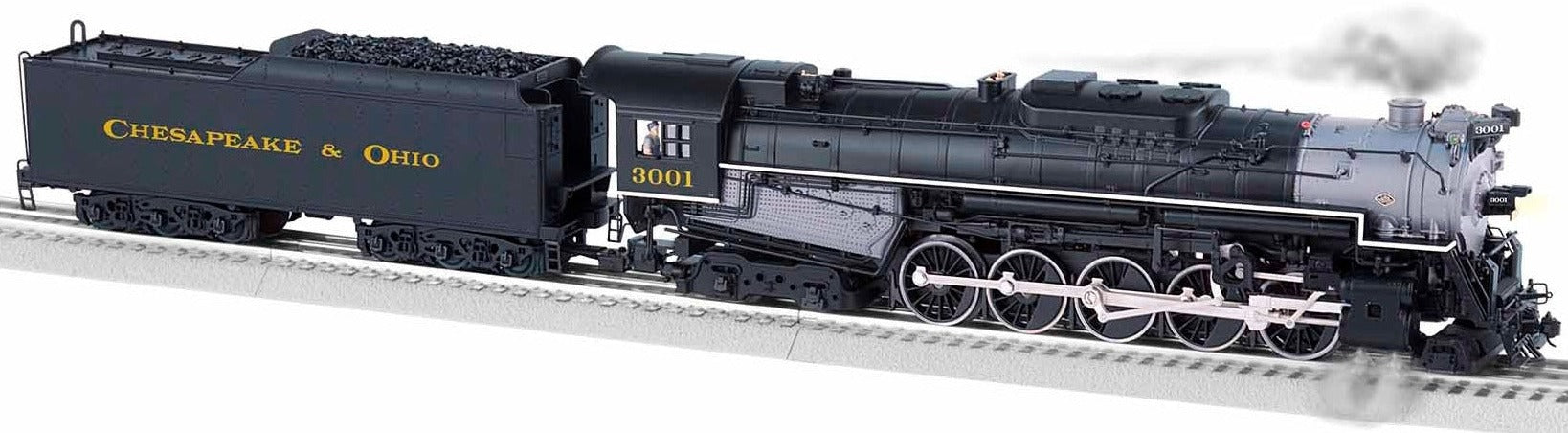 Model of a 2-10-4 steam engine with Chesapeake and Ohio on the tender.