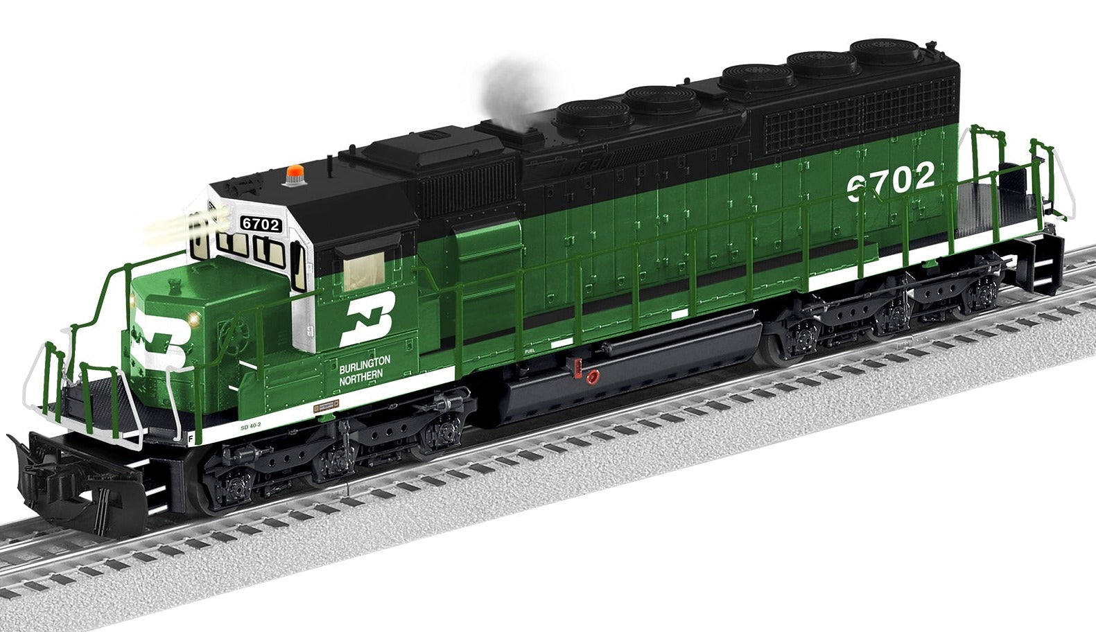 Model of SD40-2 in Green Burlington Nothern paint scheme.