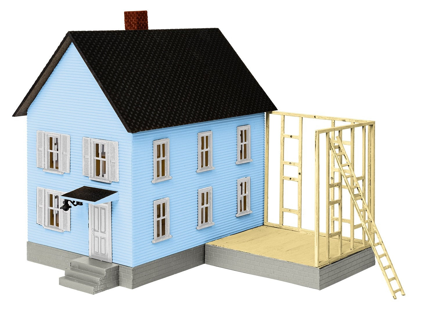 Model of a house with addition being added on.