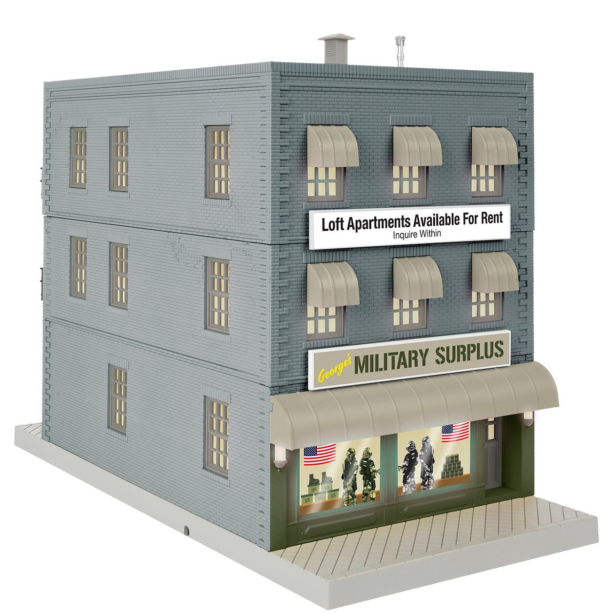 Gray 3 Story building for model train display.
