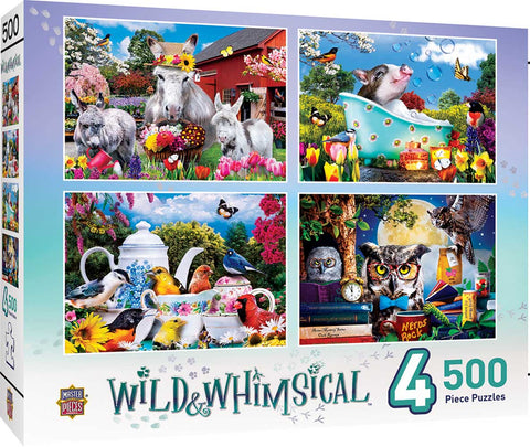 Wild & Whimsical 4 Pack 500pc Puzzle