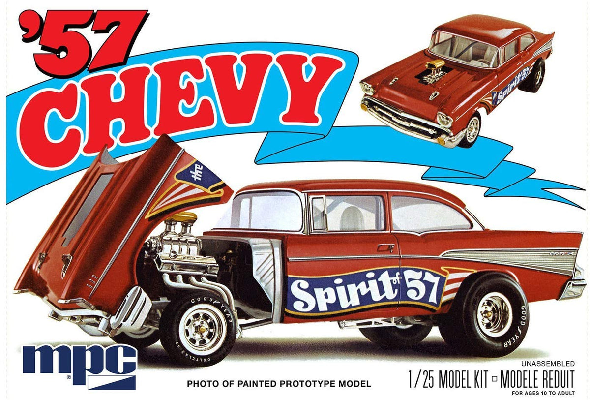 Box art for 1957 Chevy Flip Nose model kit.