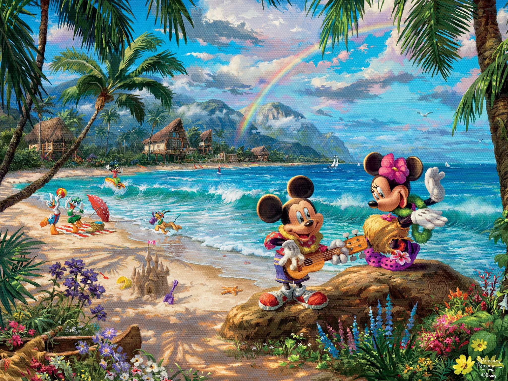 Thomas Kinkade Mickey and Minnie in Hawaii 750pc Puzzle