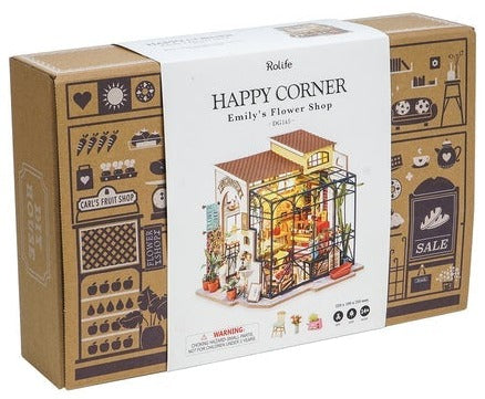 Packaging for "Emily's Flower Shop" Diorama kit.