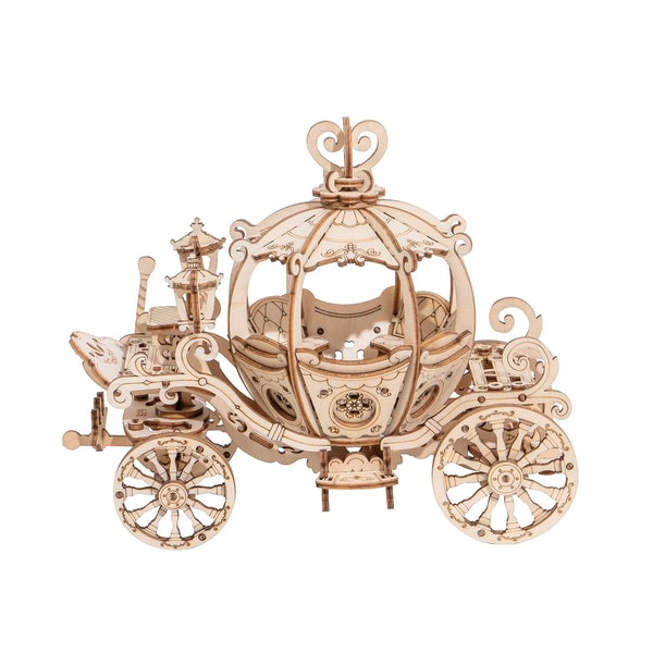 Wooden 3d model of a carriage from laser cut wood.