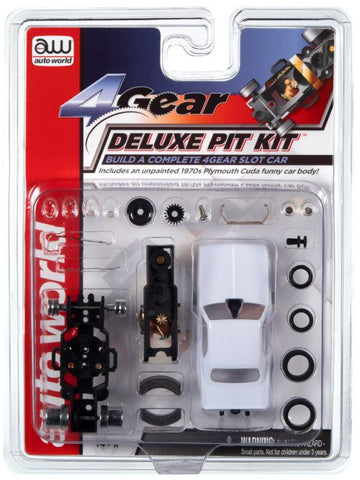 4 Gear Deluxe Pit Kit with Plymouth Funny Car Body HO Scale Slot Car