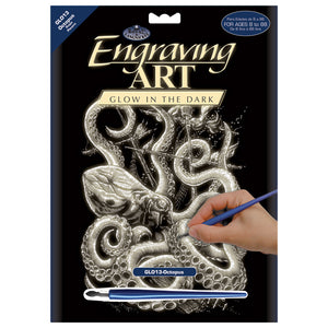 Royal Brush Engraving Art Glow in Dark Octopus