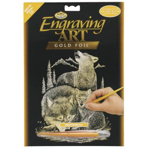 Royal Brush Engraving Art Gold Foil Wolves