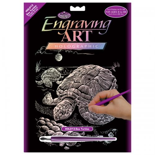 Royal Brush Engraving Art Holographic Sea Turtle