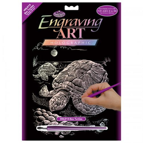 Royal Brush Engraving Art Holographic Sea Turtle