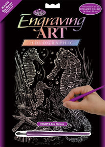 Royal Brush Engraving Art Holographic  Sea Horse