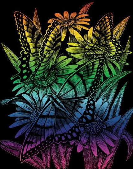 Rainbow Engraving Butterflies