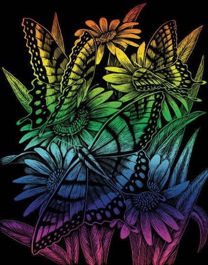 Royal Brush Engraving Art Rainbow Butterflies