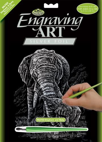 Royal Brush Engraving Art Silver Foil Elephant & Baby