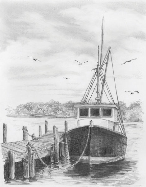 Royal Brush Sketching Fishing Boat