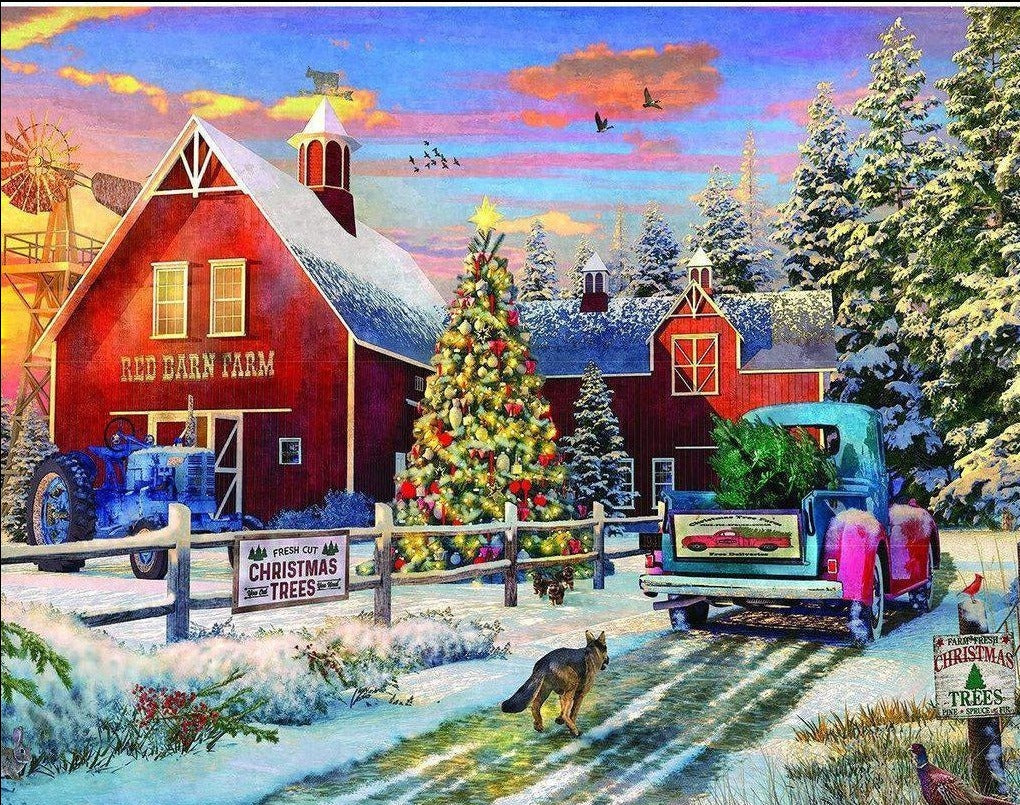 1000pc Red Barn Tree Farm Puzz