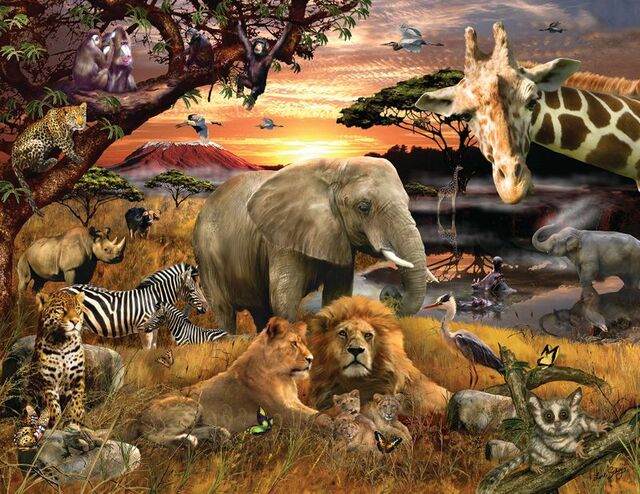 400pc Wild Savanna Family Puzz