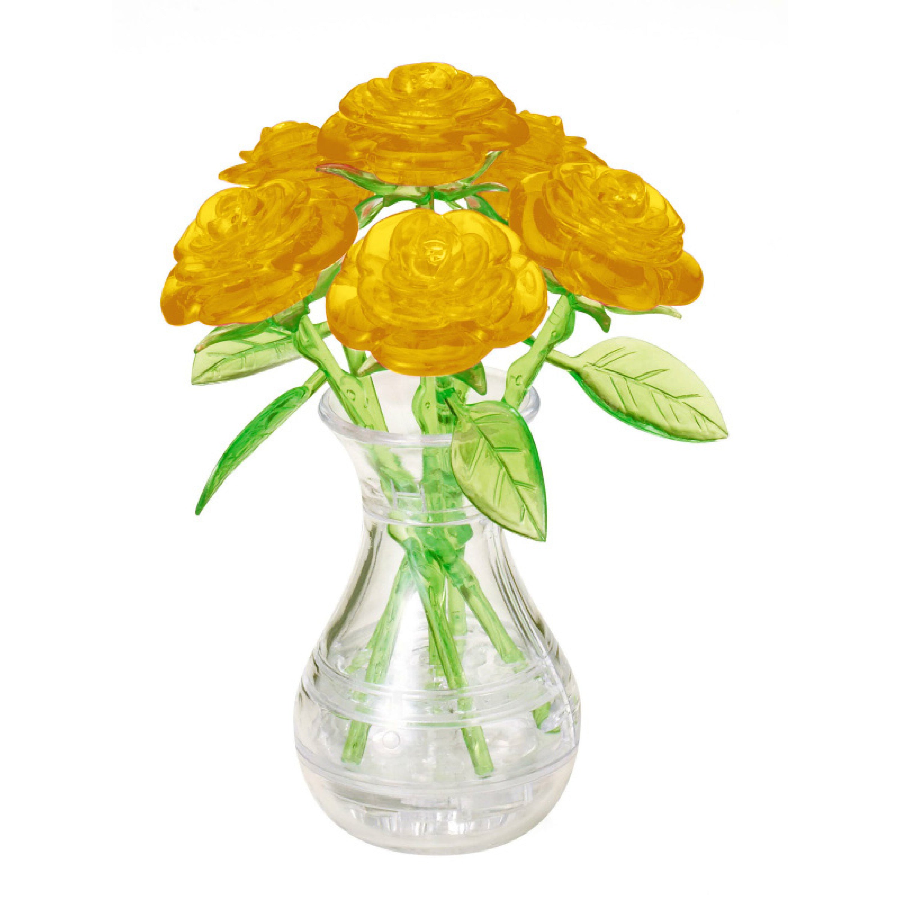 Yellow Roses in Vase Crystal P