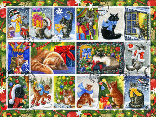 Christmas Cat Stamps 550pc Puzzle