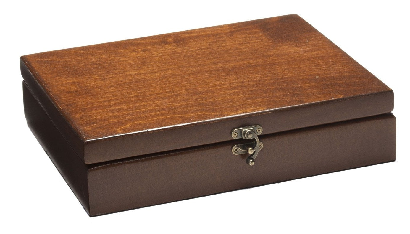 11" Wooden Treasure Box with Walnut Stain
