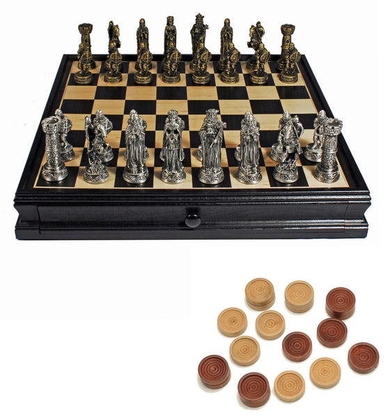 15" Medieval Chess & Checkers Game Set