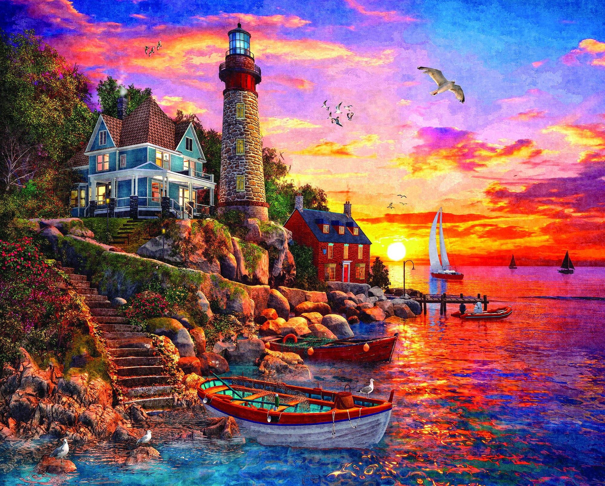 1000pc Lighthouse Sunset Puzzl