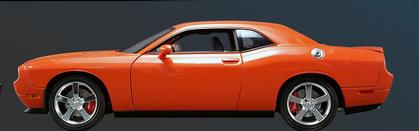 1/18 scale diecast model car of an orange 2010 Dodge Challenger.