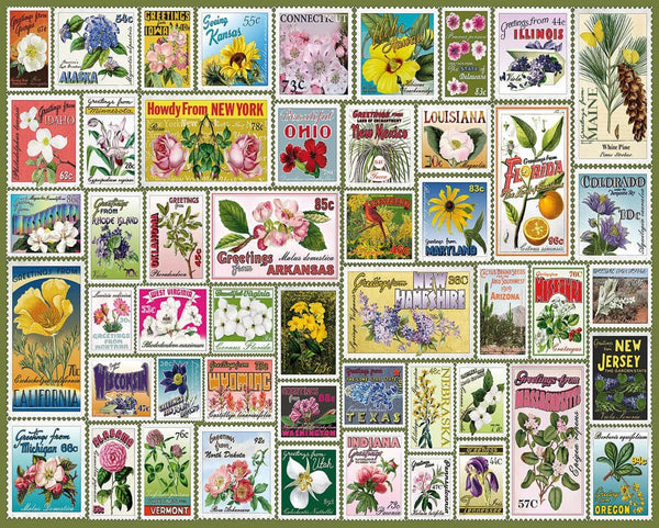 State Flower Stamps 1000pc Puzzle